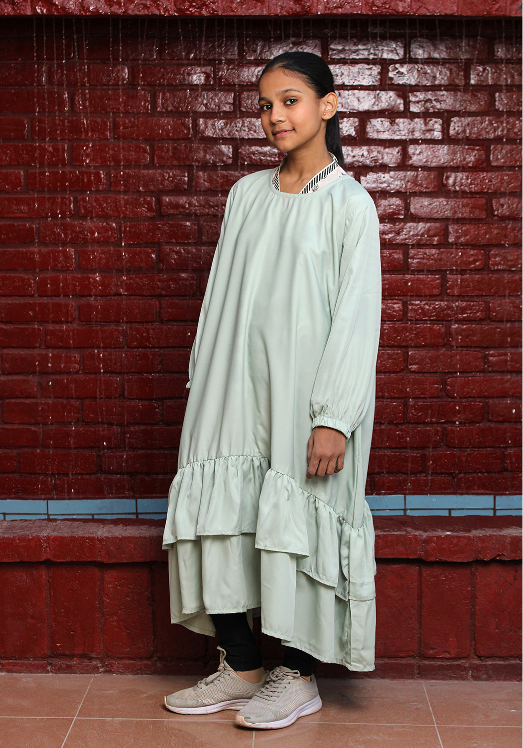 Frill Abaya Olive Green