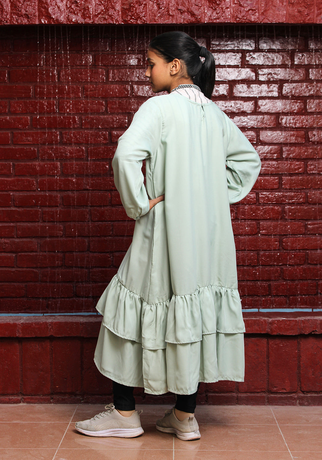 Frill Abaya Olive Green