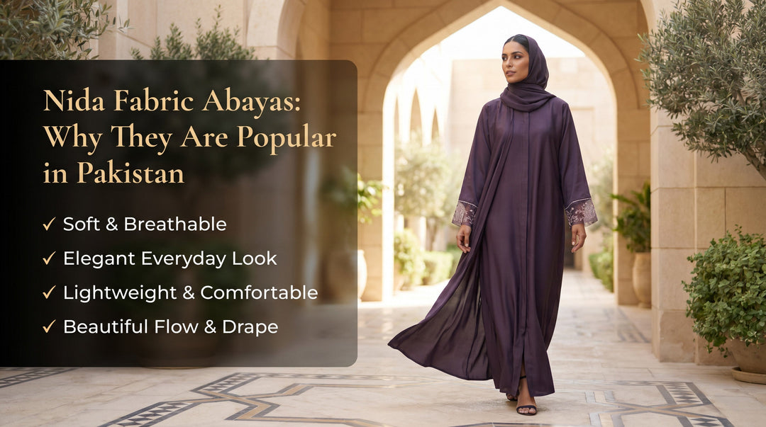 Nida Fabric Abayas: Why They Are Popular in Pakistan - black abaya styling in Pakistan