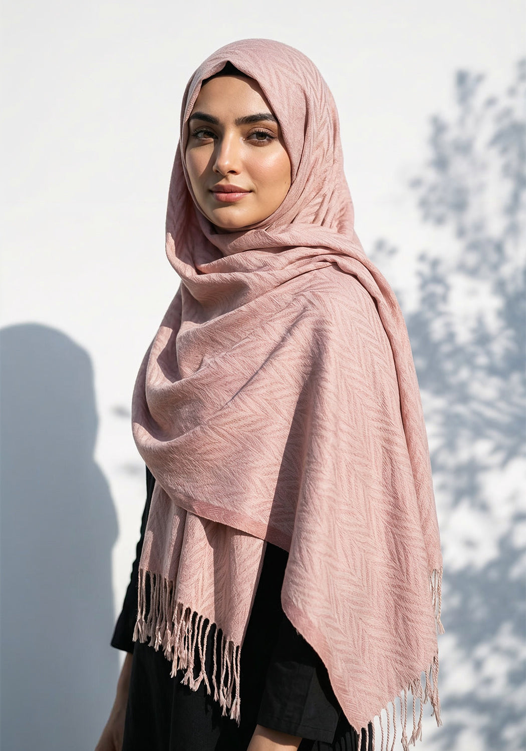 Palm Leaf Cashmere Hijab - Peach