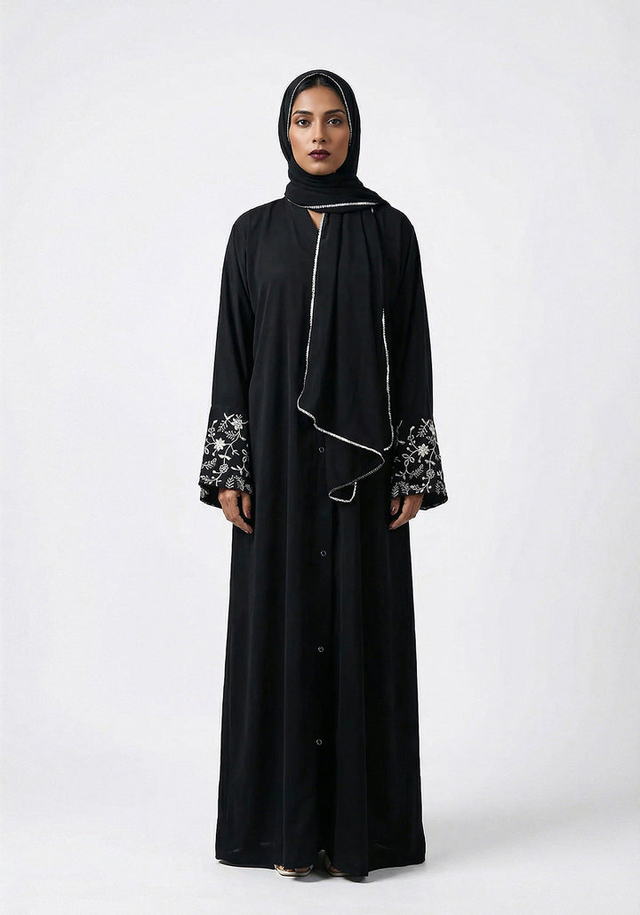 Black Sleeves Embroidery Abaya | The Classic Edits