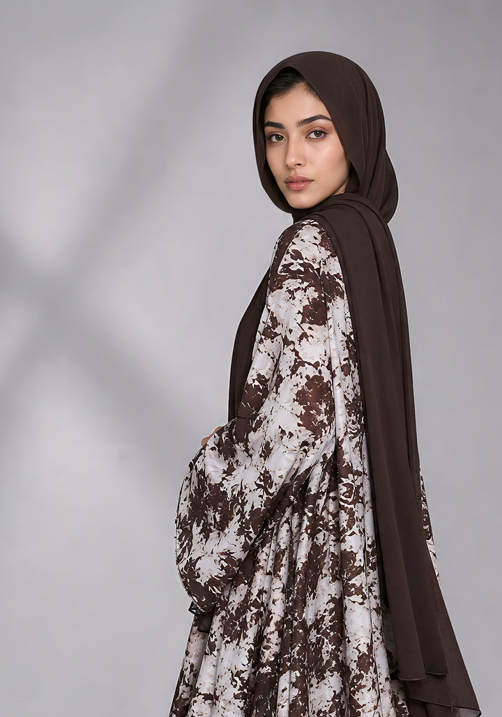 Brown Printed Abaya