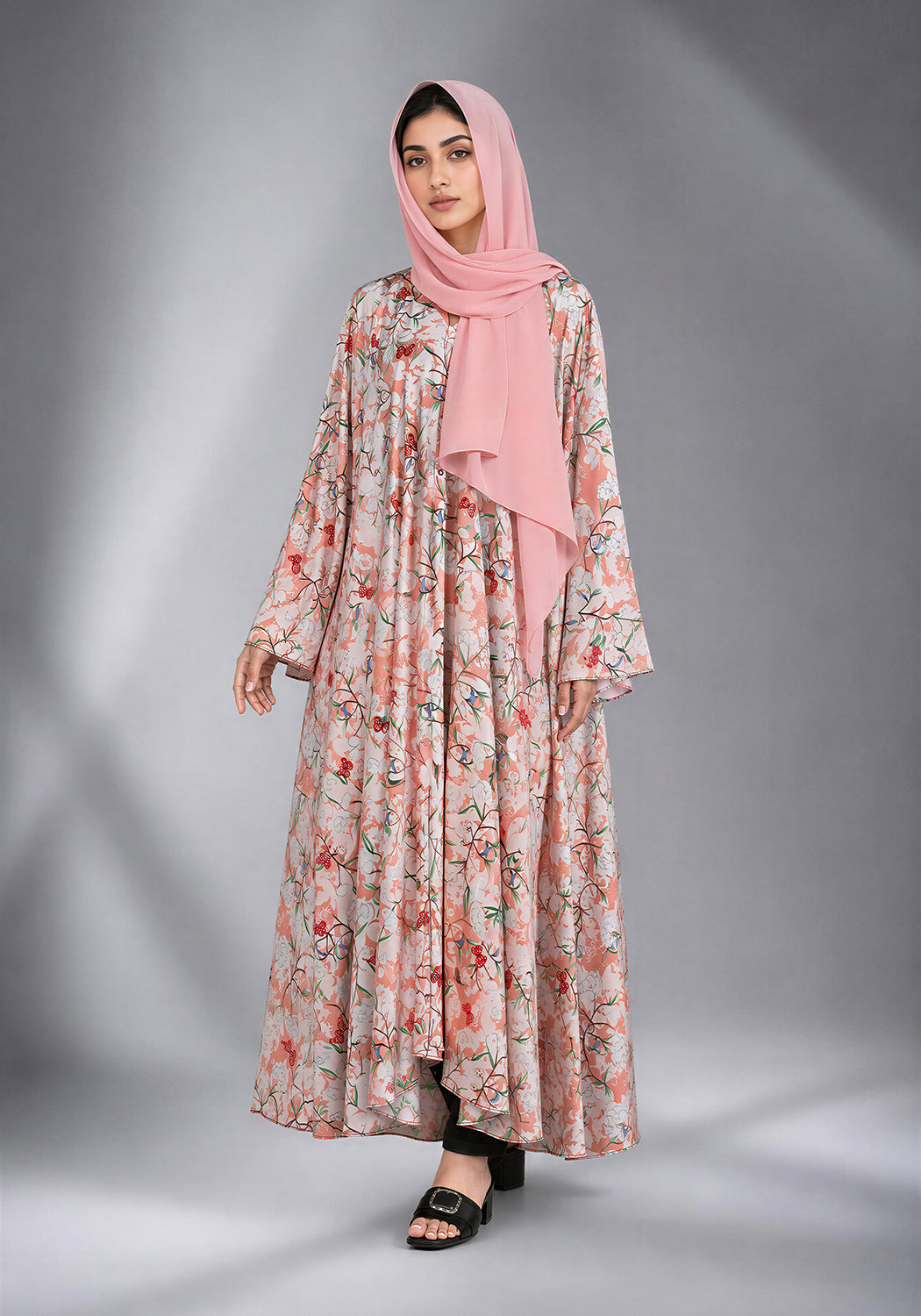 Peach Printed Abaya