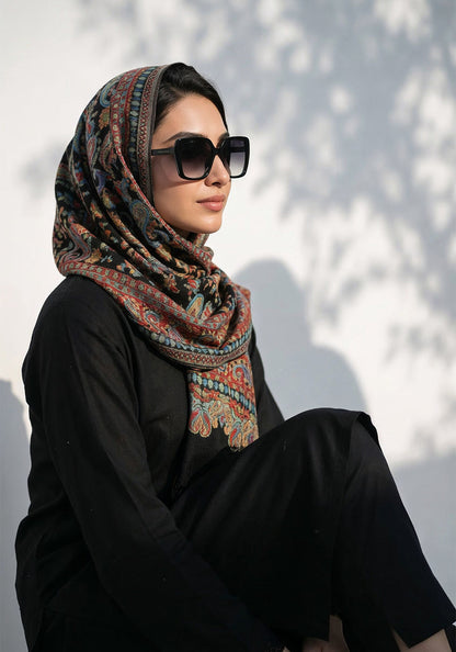 Kani handwoven Hijab - Red Black