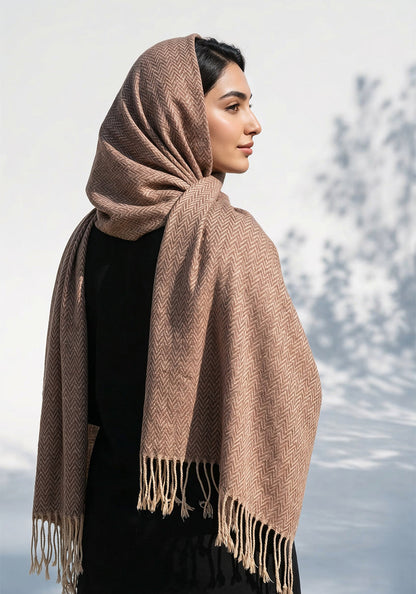 ZigZag Cashmere Hijab - Peanut