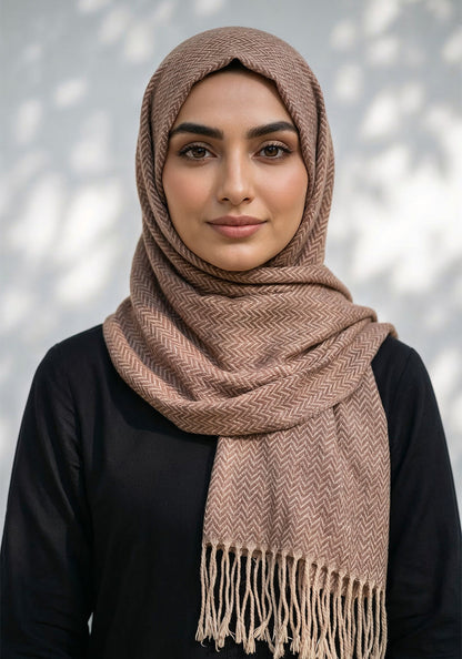 ZigZag Cashmere Hijab - Peanut