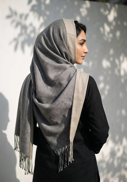 Dual Cashmere Hijab - Grey - hazel