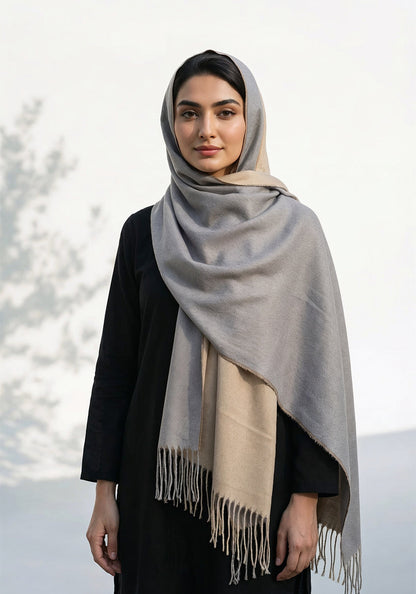 Dual Cashmere Hijab - Grey - Fawn