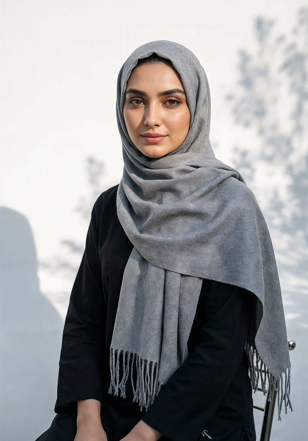 ZigZag Cashmere Hijab - Grey
