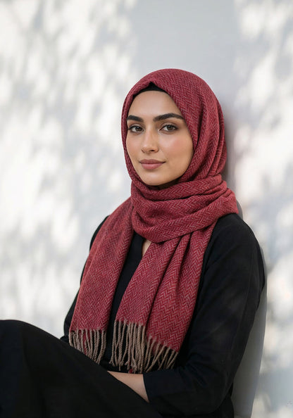 ZigZag Cashmere Hijab - Maroon