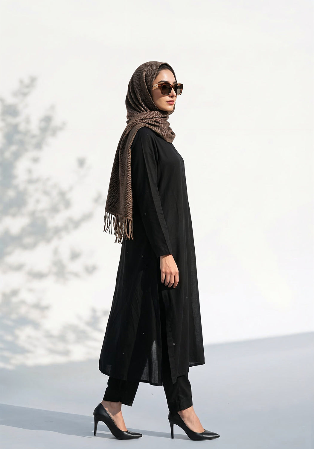 ZigZag Cashmere Hijab - Brown-Black