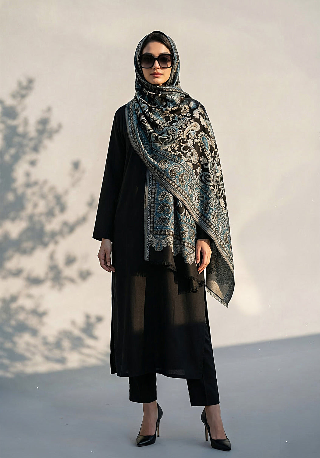 Kani handwoven Hijab - Teal Black