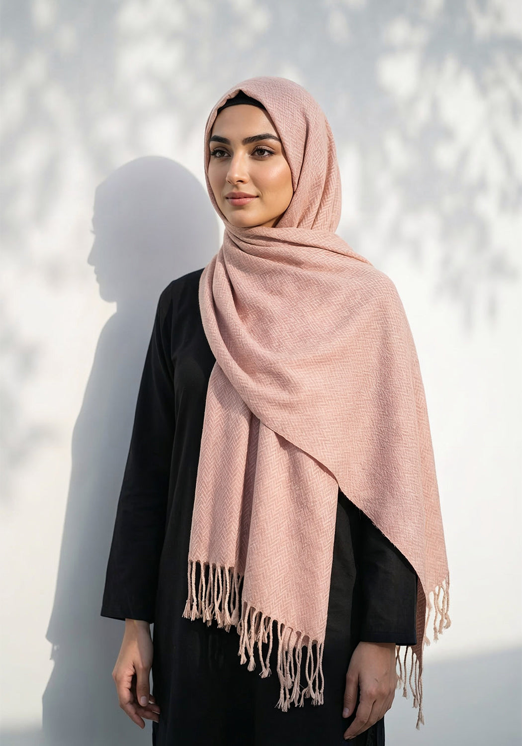 ZigZag Cashmere Hijab - Peach