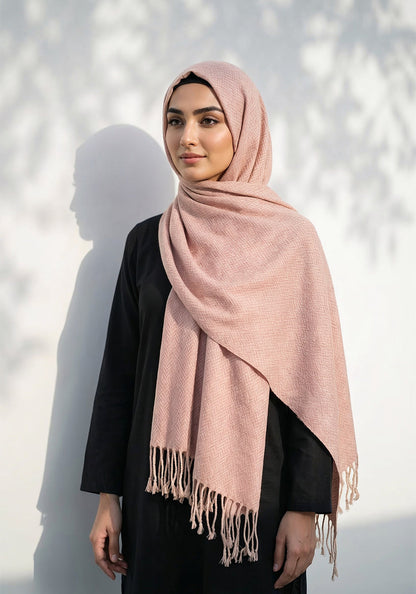 ZigZag Cashmere Hijab - Peach