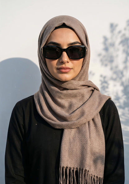 ZigZag Cashmere Hijab - Beige