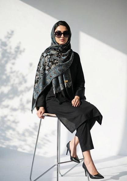 Kani handwoven Hijab - Teal Black
