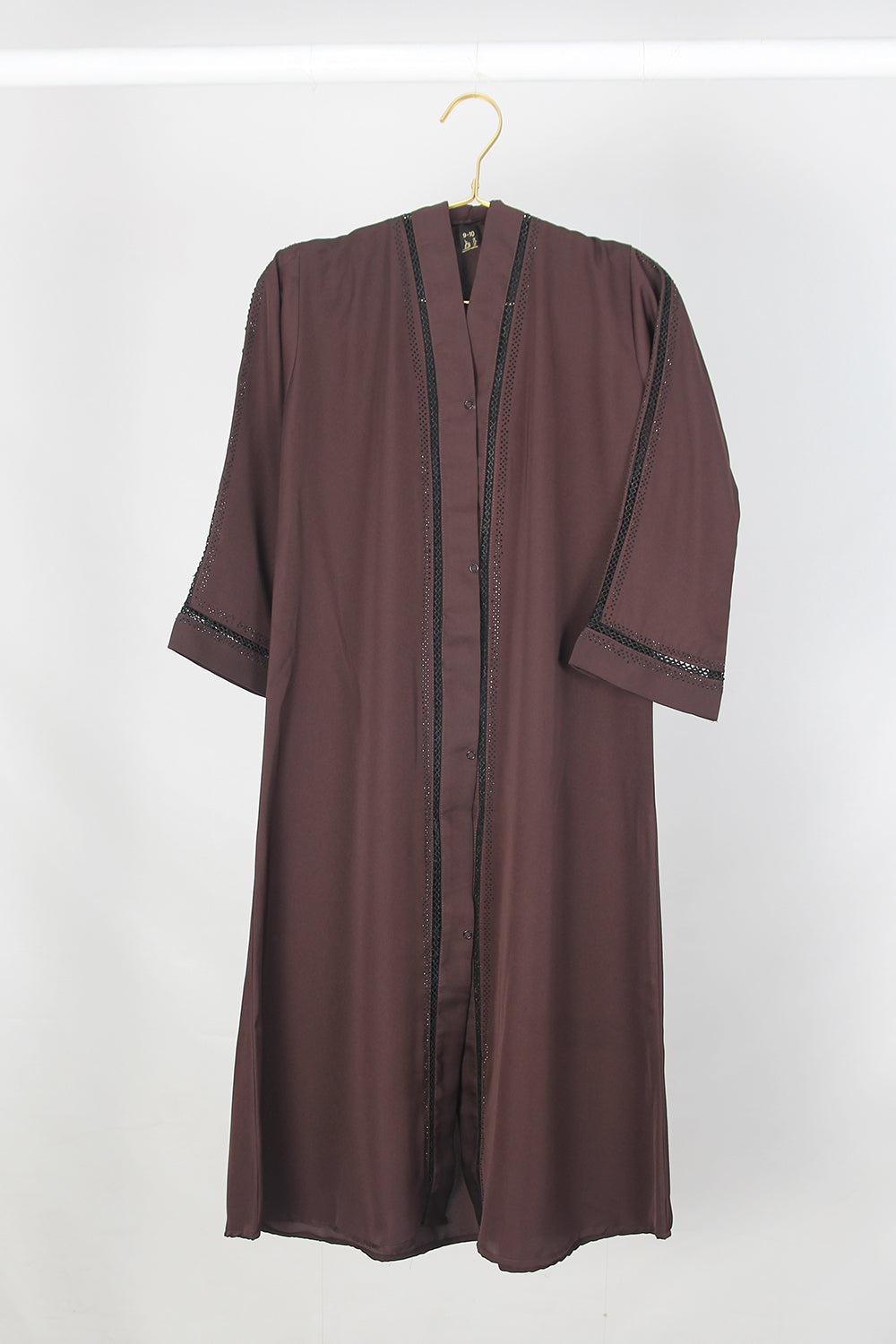 Fancy Kids Front Open Abaya Brown