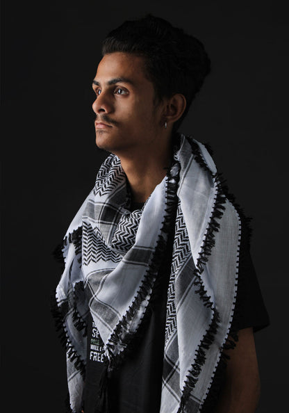 ARAB KEFFIYEH SCARF - NARROW EMBROIDERED WITH TASAL