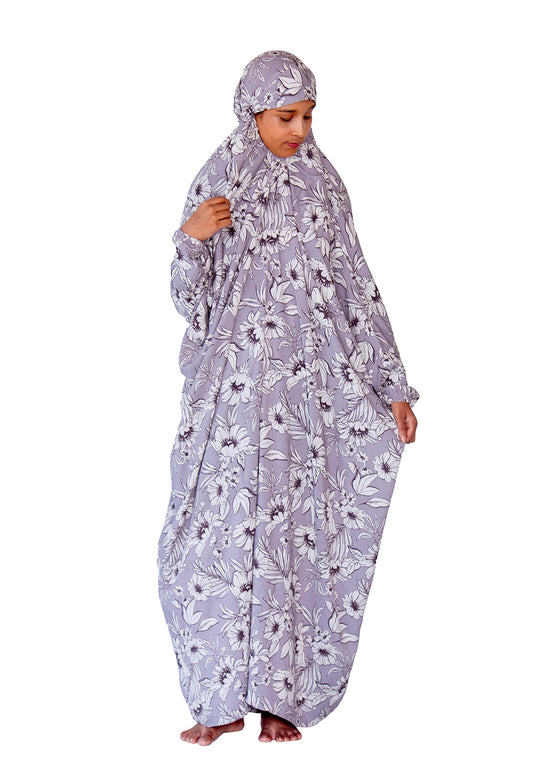 Printed Namaz Chadar - Light Grey