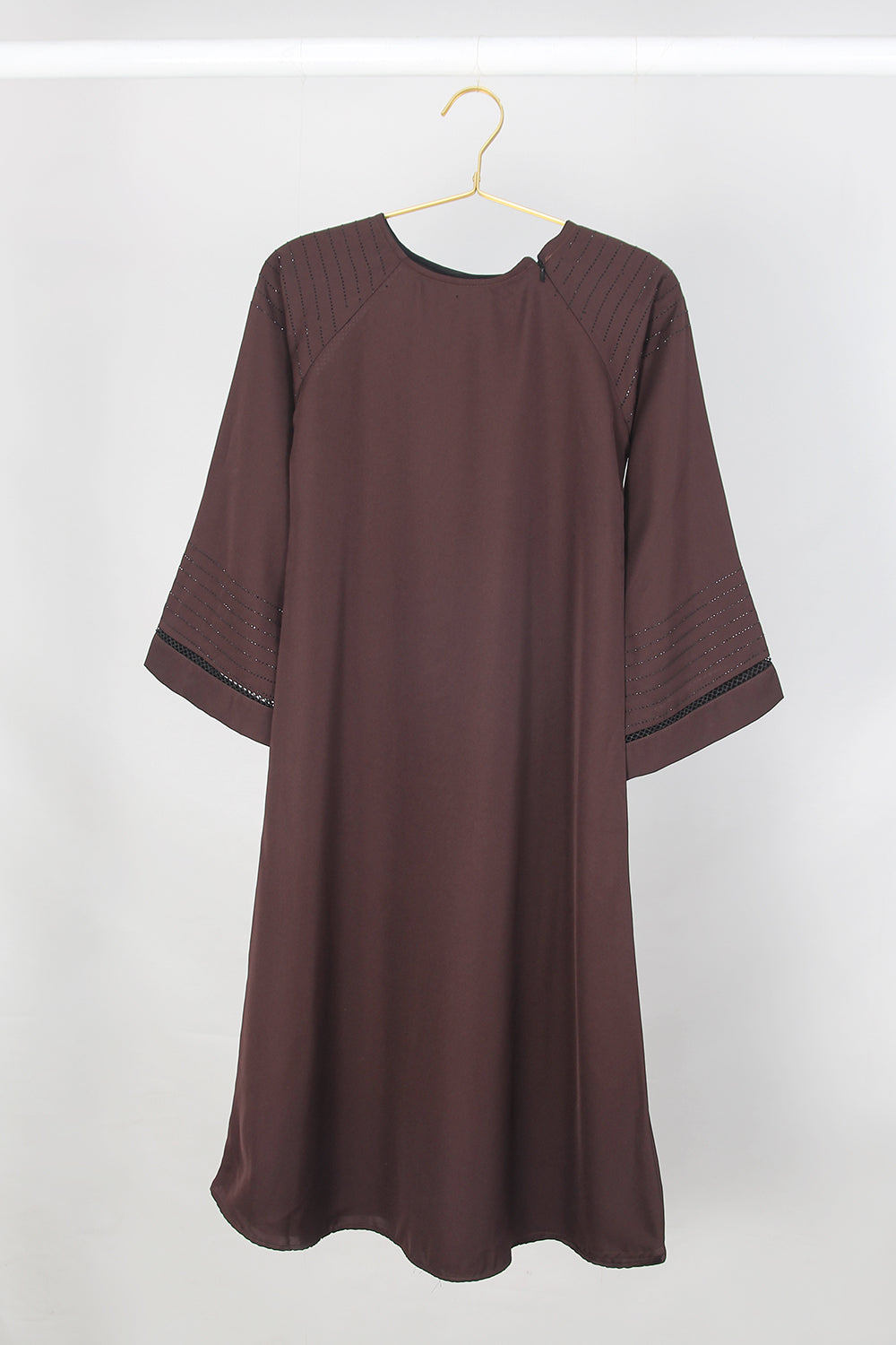 Fancy Kids Front Closed Abaya Brown