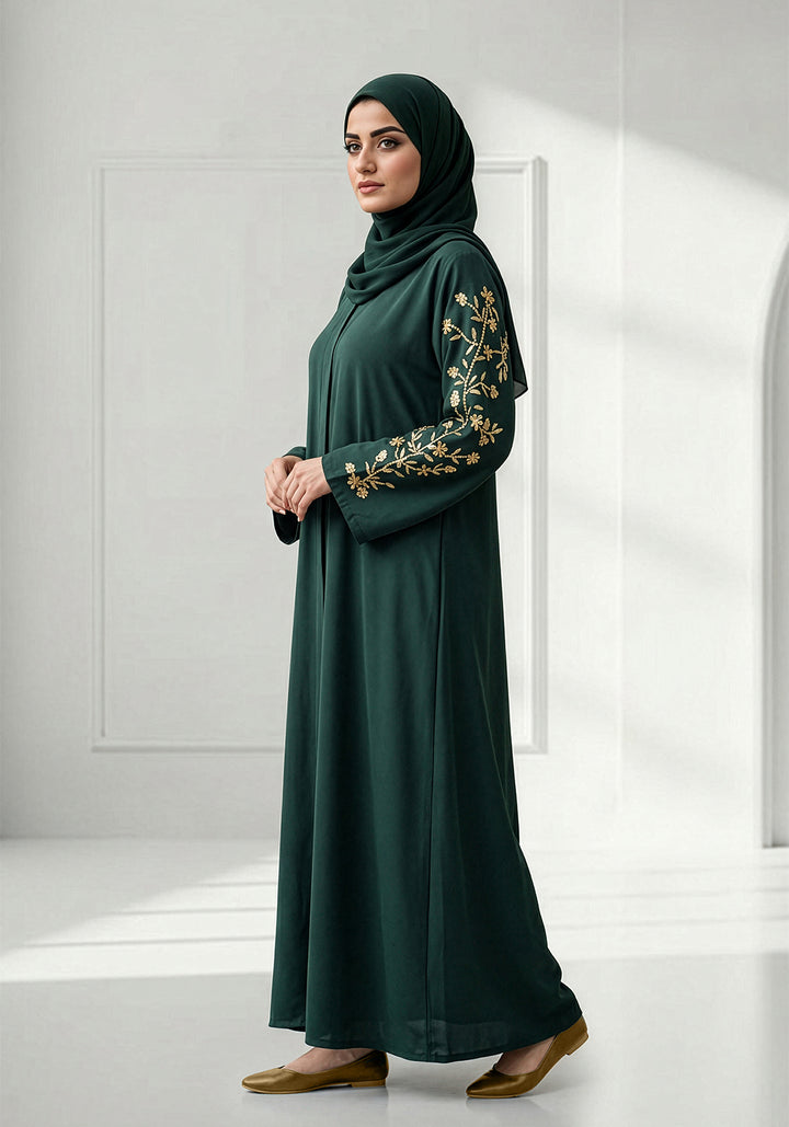 Bottle Green Handwork Abaya