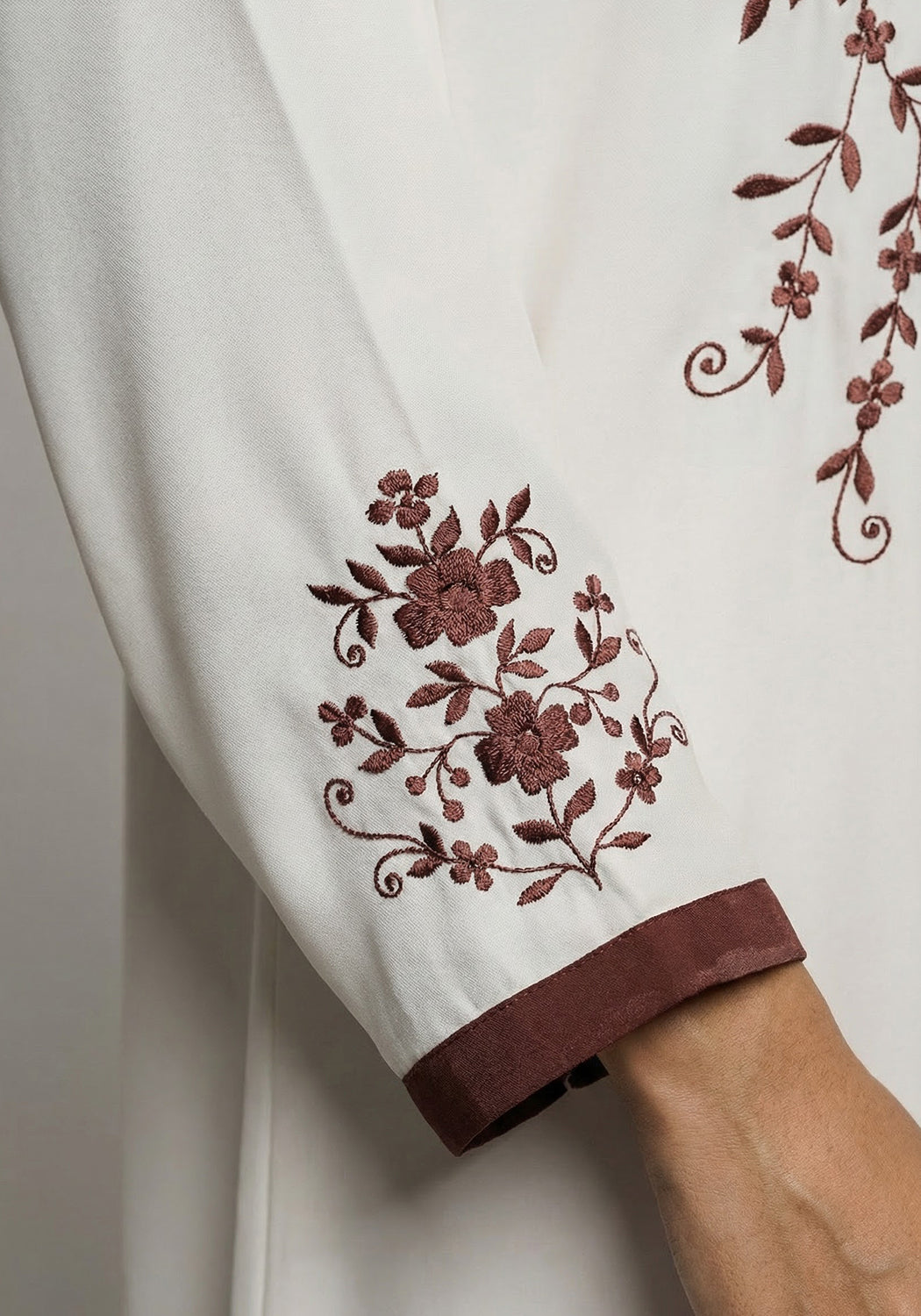 Cream Embroidery Kids Abaya