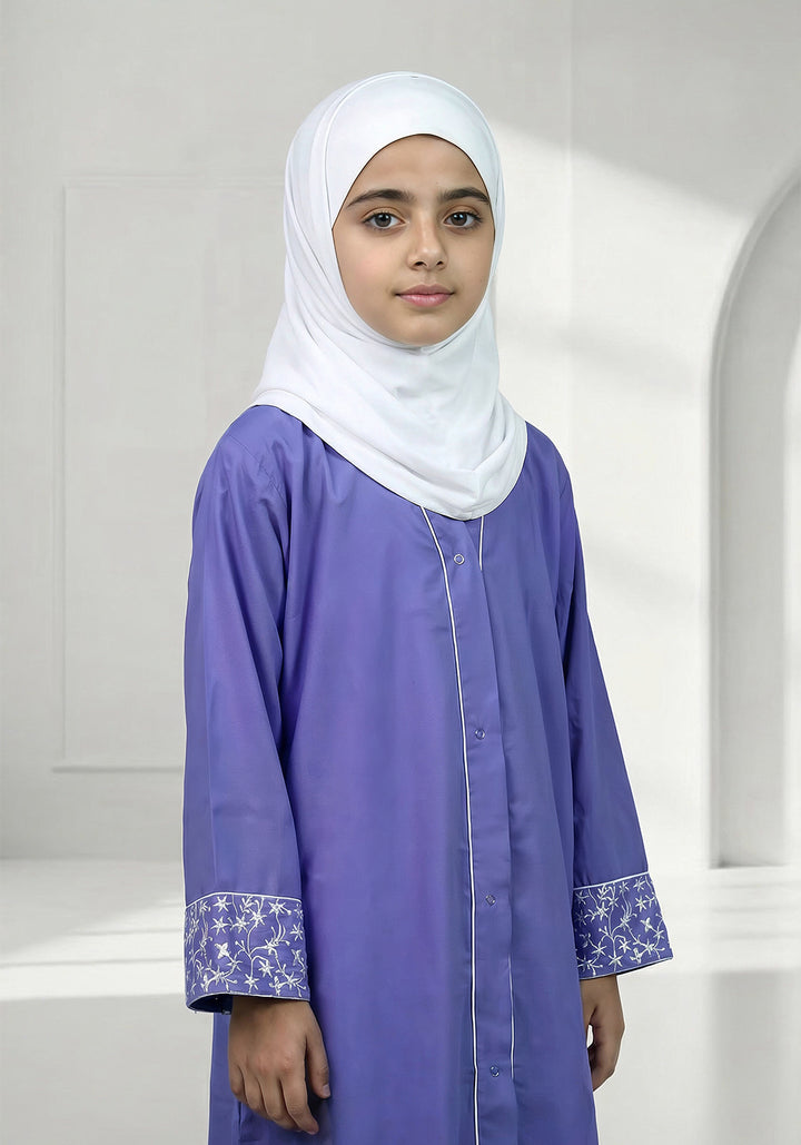 Ferozi Sleeves Embroidery Kids Abaya