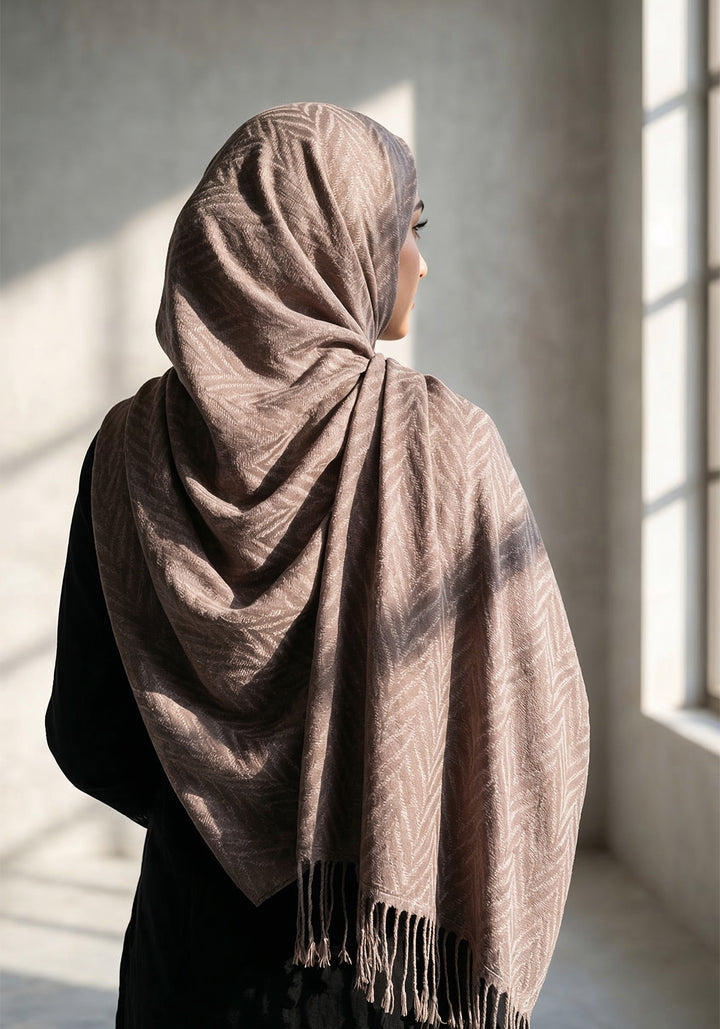 Palm Leaf Cashmere Hijab - Coffee