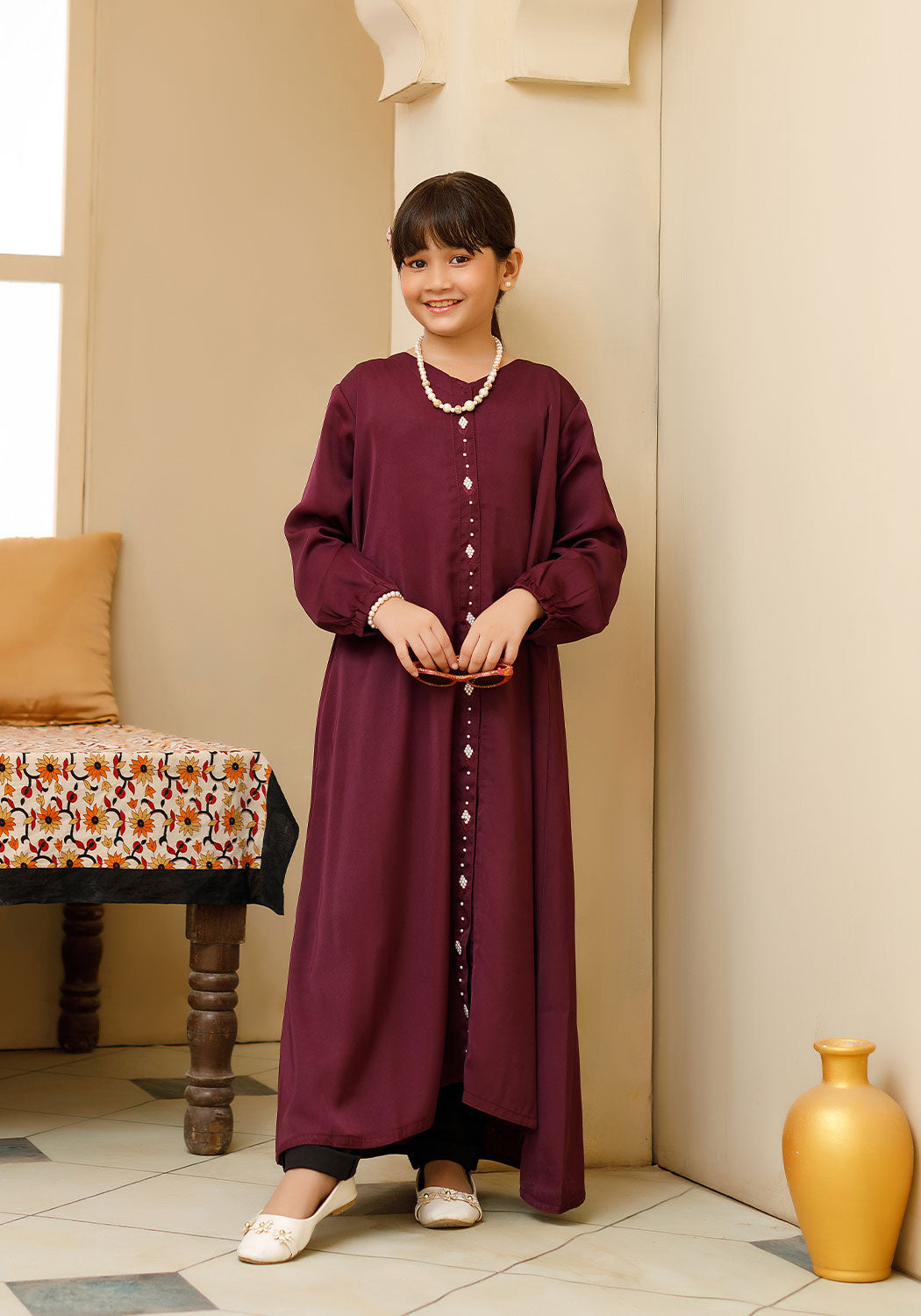 Royal Plum Abaya Kids