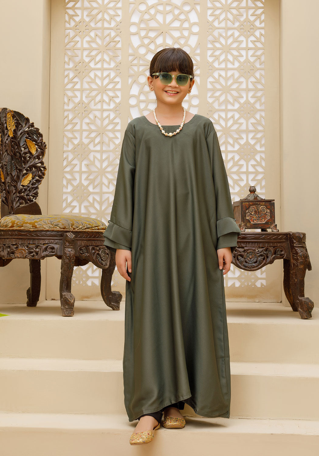 Vintage Green Abaya Kids