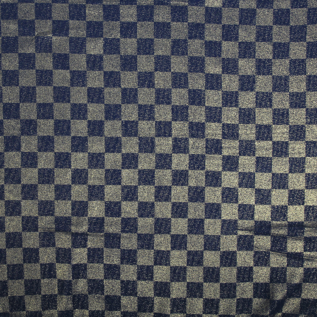 Chiffon Check Foil-Navy Blue