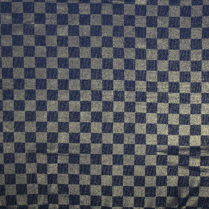 Chiffon Check Foil-Navy Blue