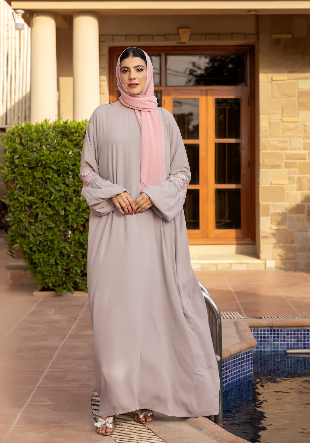 Silver Petal Abaya