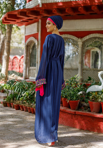 Royal Blue Front Open Abaya