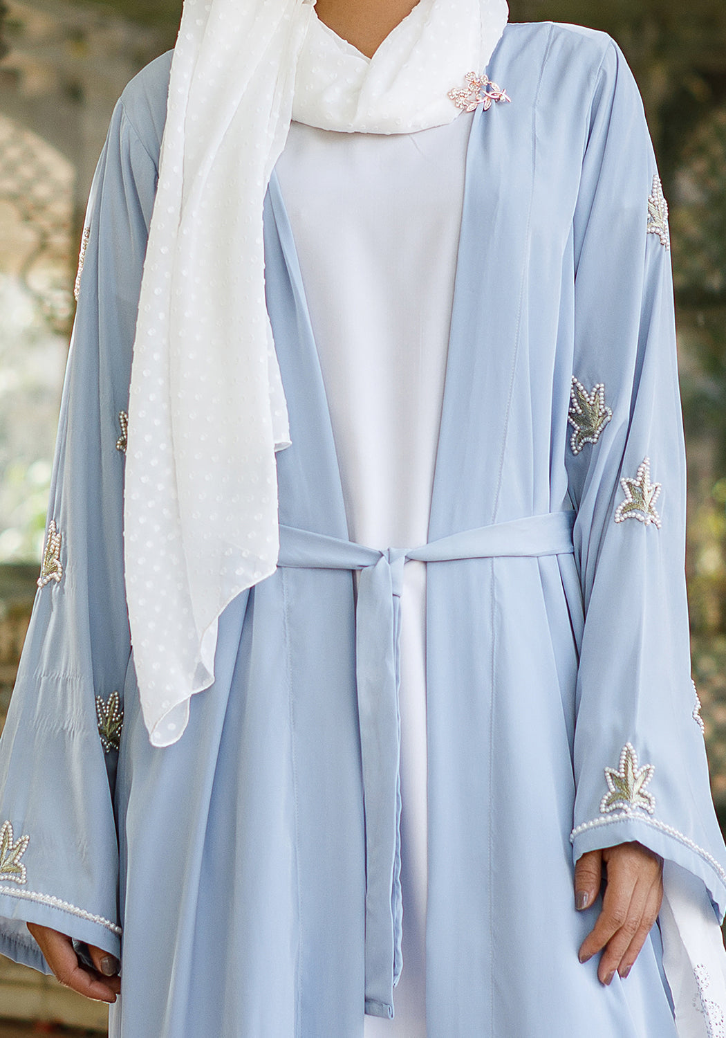 Sky Blue Front Open Abaya