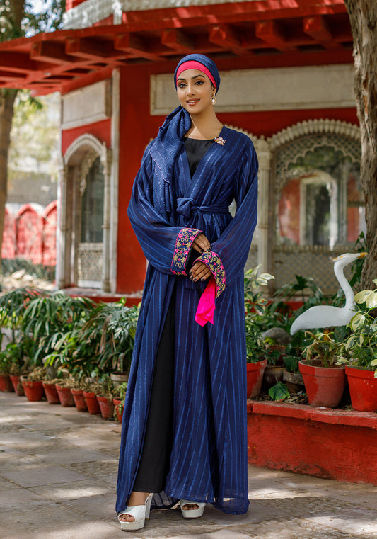 Royal Blue Front Open Abaya