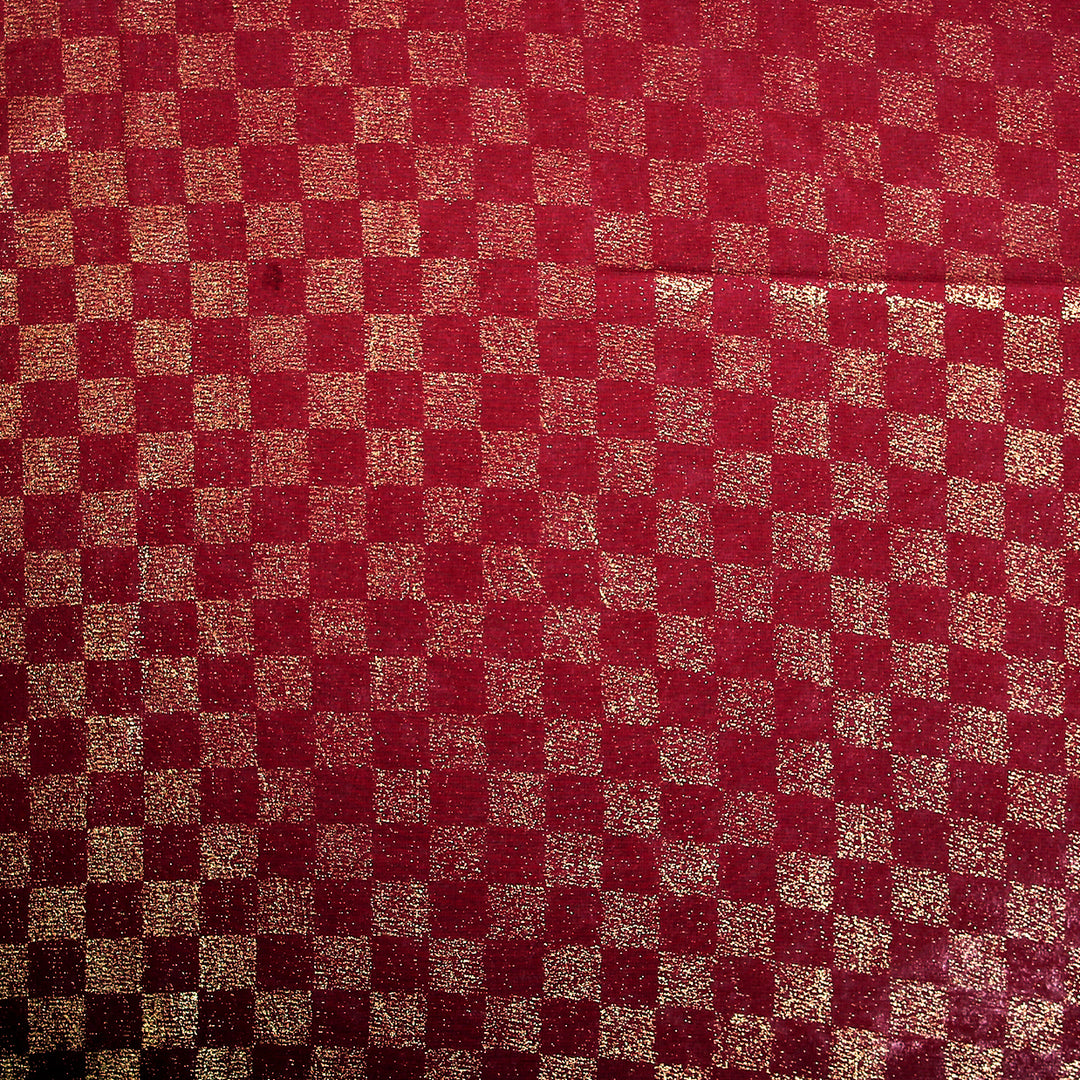 Chiffon Check Foil-Maroon