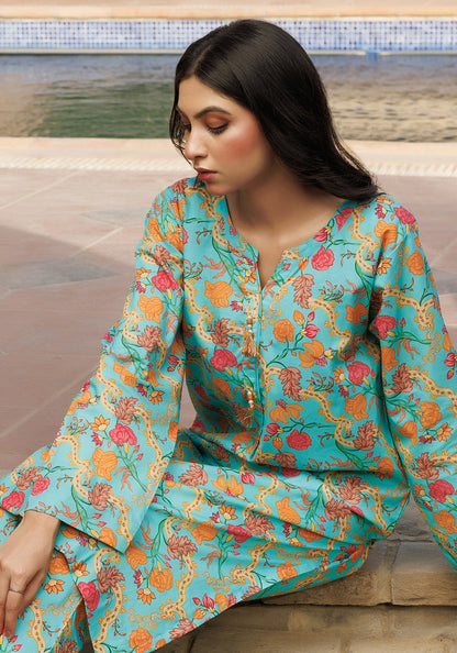 Summer Bloom -  2 PC Stitched Lawn Suit