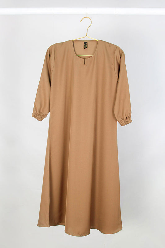 KIDS FRONT CLOSED Abaya Camel