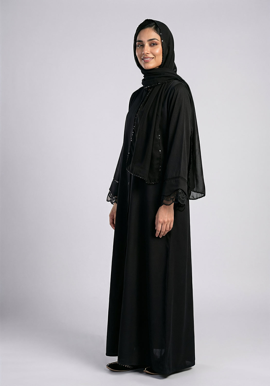Black Net Sleeve Style Abaya