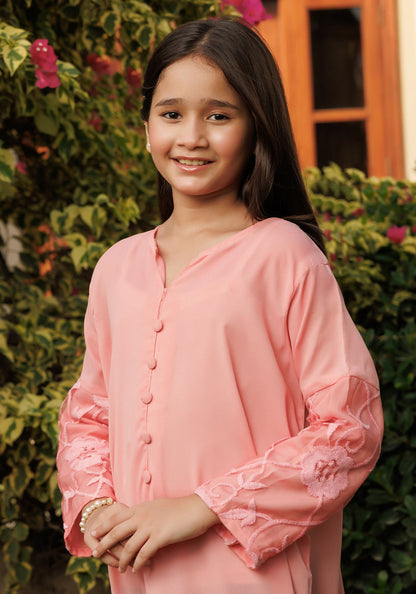 Floral Pink Kids Abaya