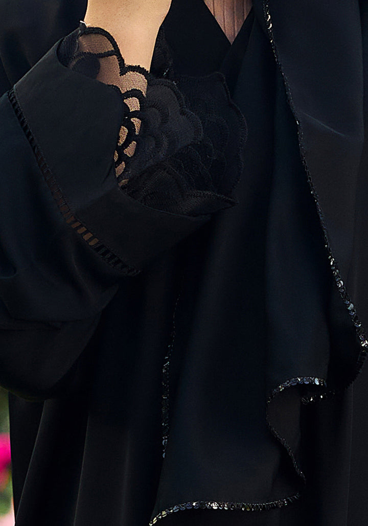 Black Net Sleeve Style Abaya