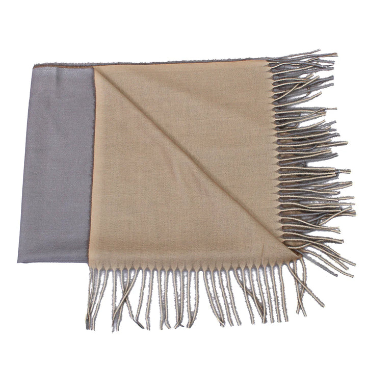 Dual Cashmere Hijab - Grey - Cream