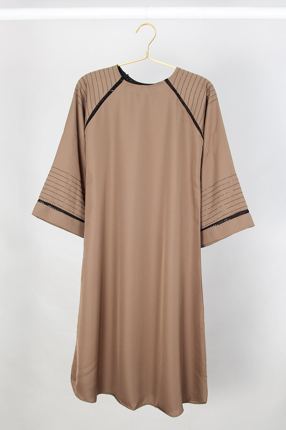 Fancy Kids Front Closed Abaya Fawn