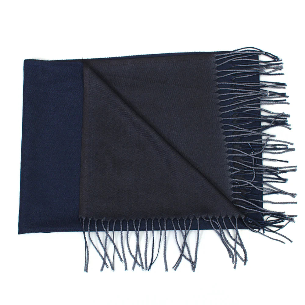 Dual Cashmere Hijab - Navy Blue - Black
