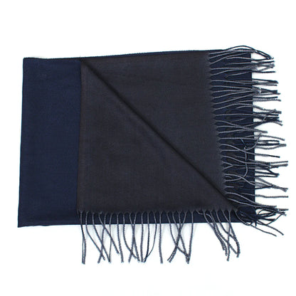 Dual Cashmere Hijab - Navy Blue - Black