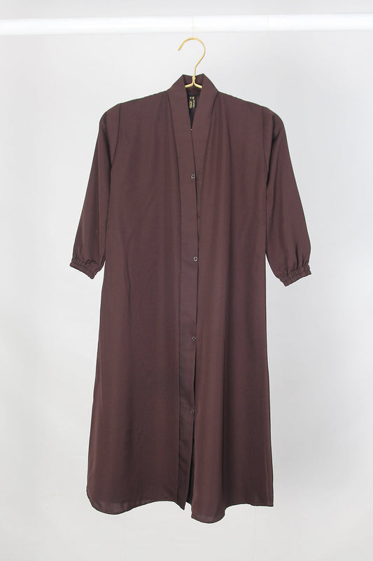 Kids Front Open Abaya Brown