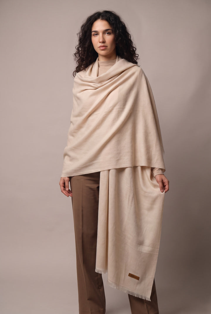 Woolen Cashmere Shawl-Cream