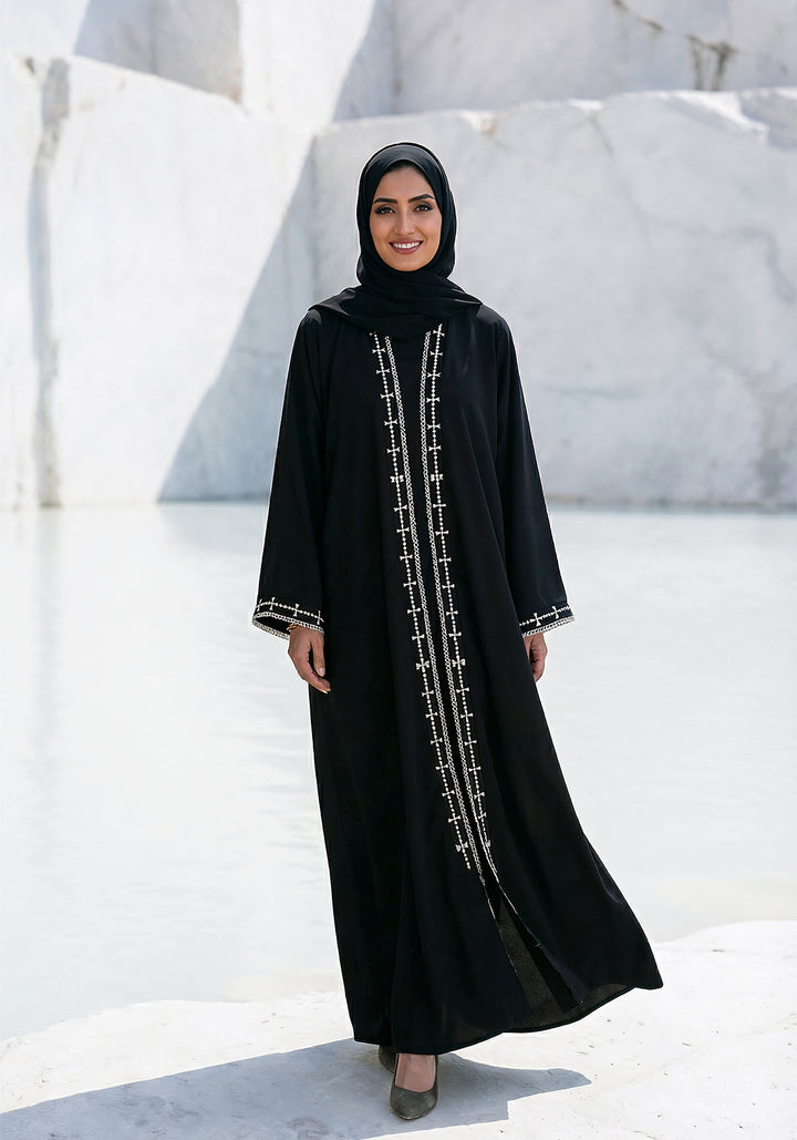 Embroidery Front Open Abaya