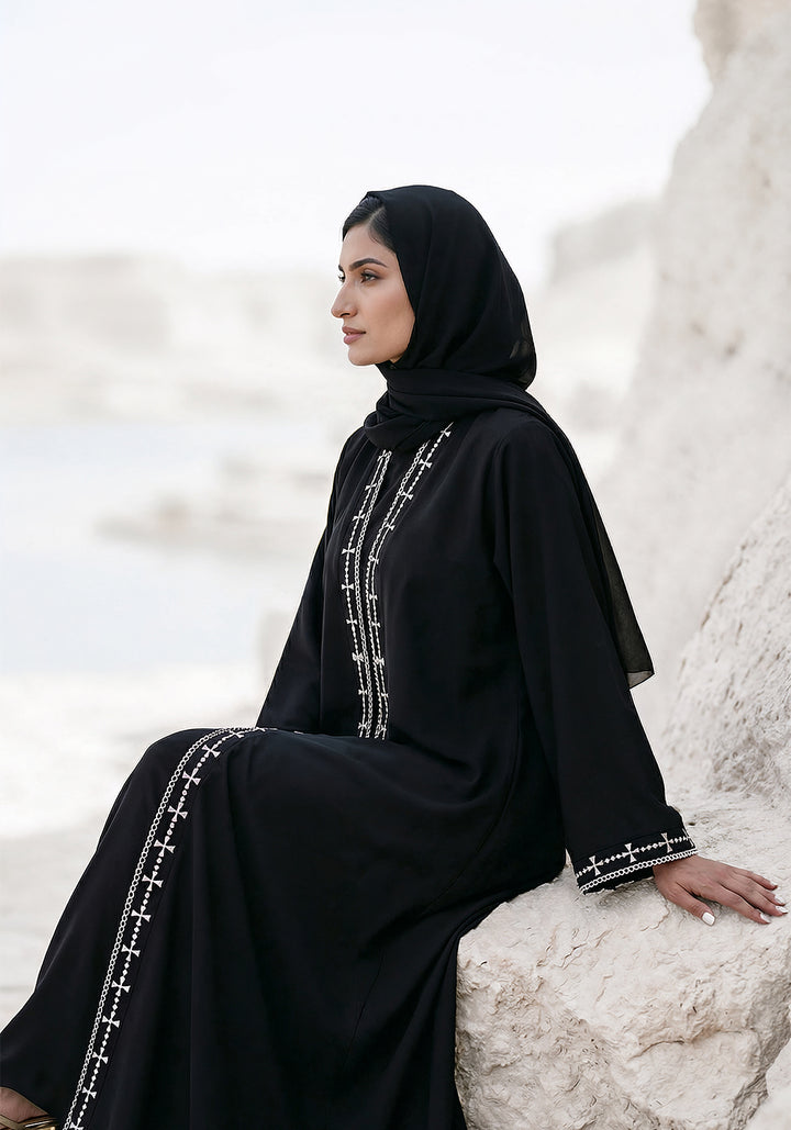Embroidery Front Open Abaya